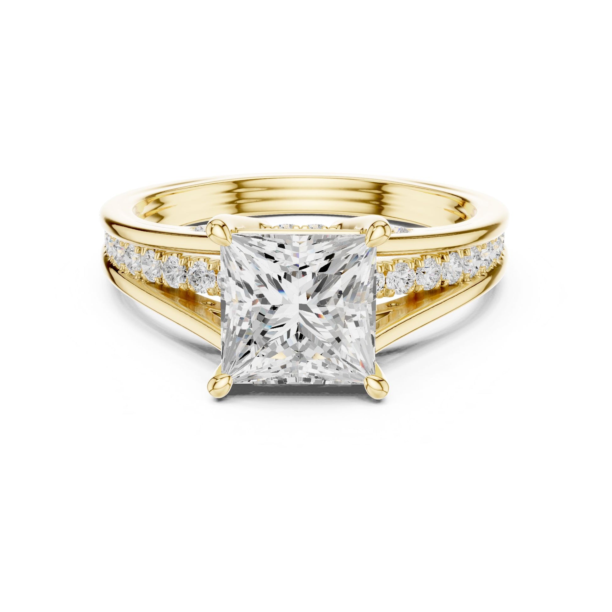 Princess Lab Grown Diamond Side-Stone Engagement Ring
