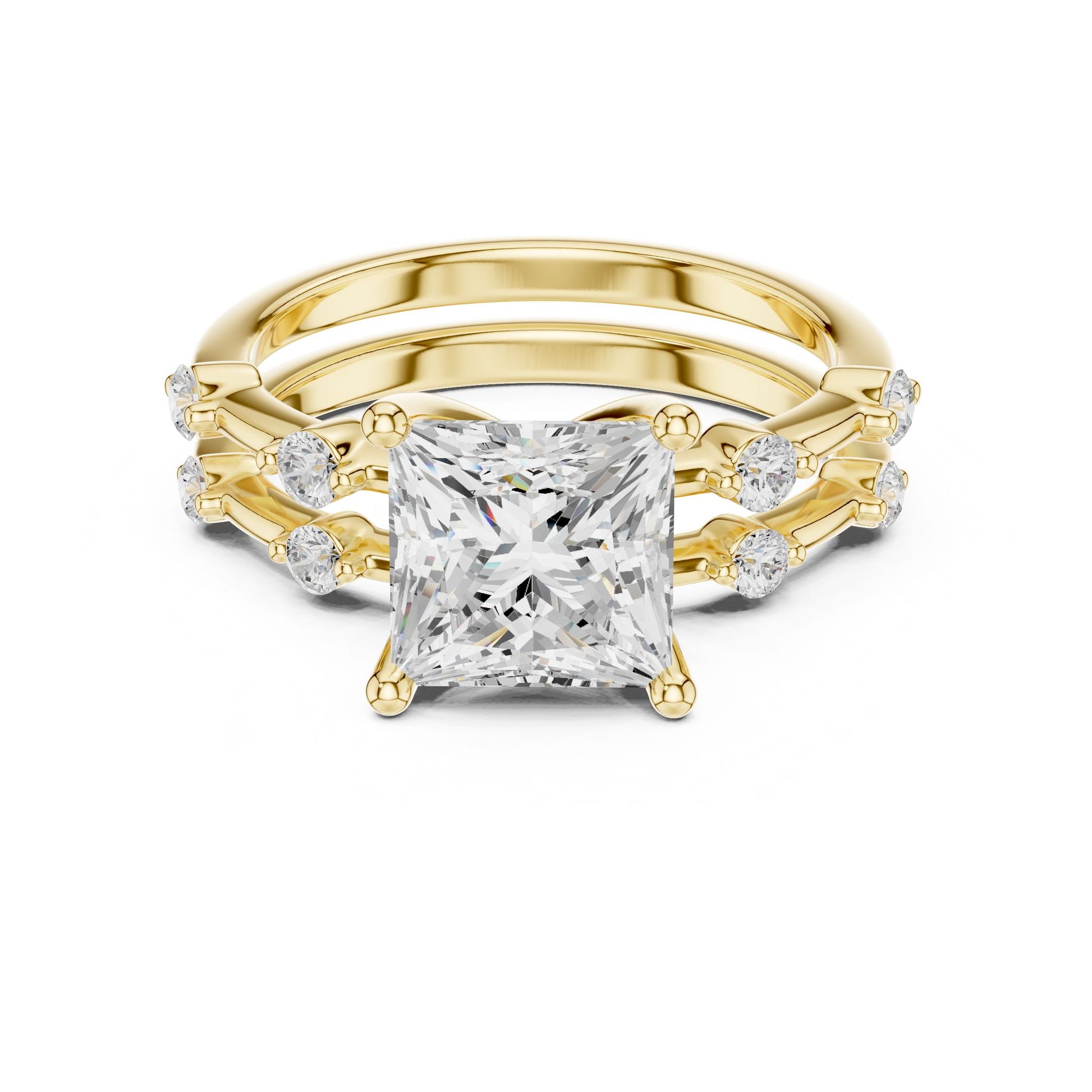 Princess Lab Grown Diamond Side-Stone Engagement Ring
