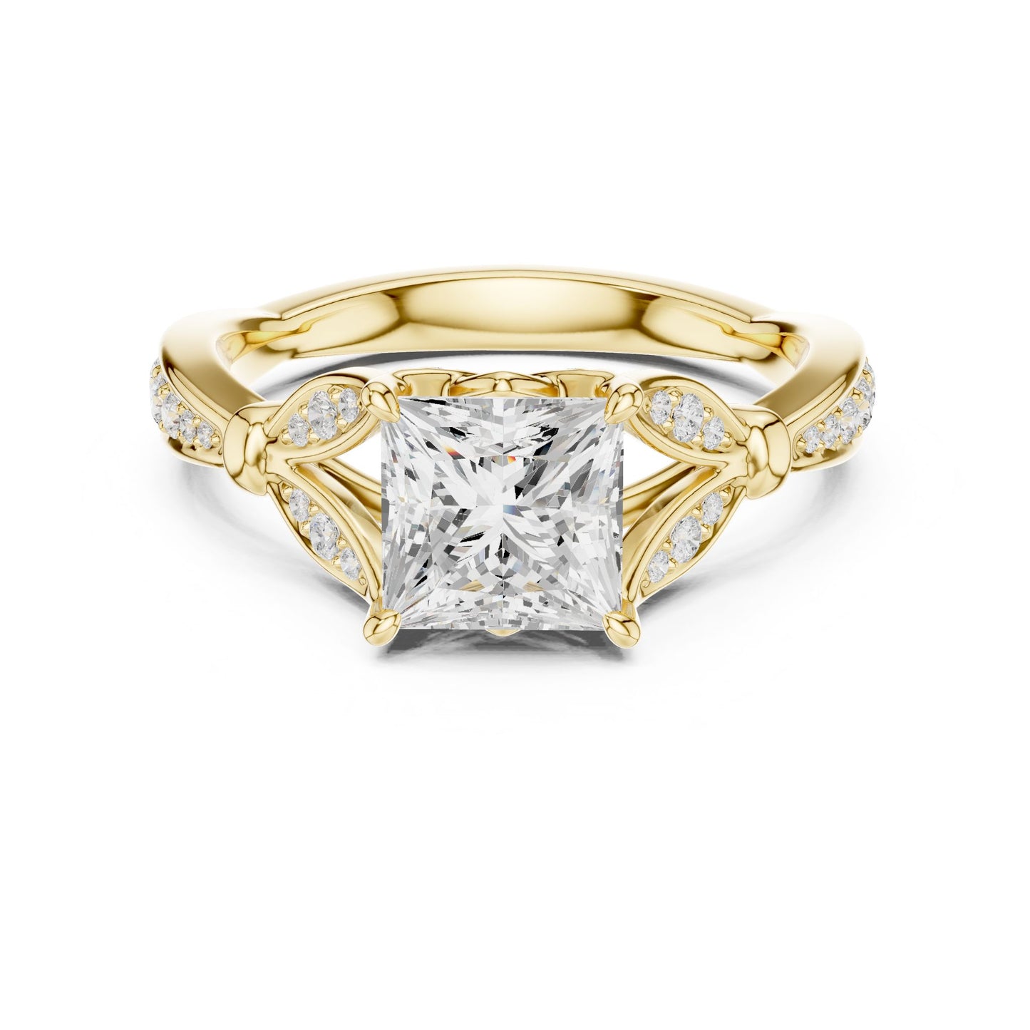 Princess Lab Grown Diamond Side-Stone Engagement Ring