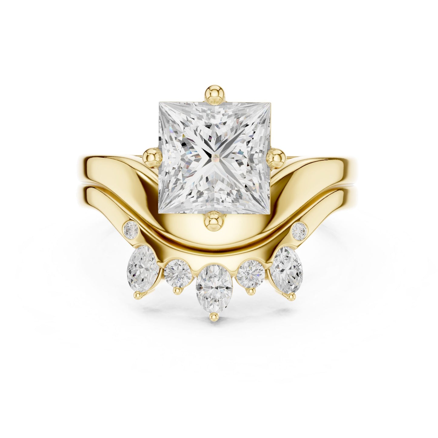 Princess Lab Grown Diamond Side-Stone Engagement Ring