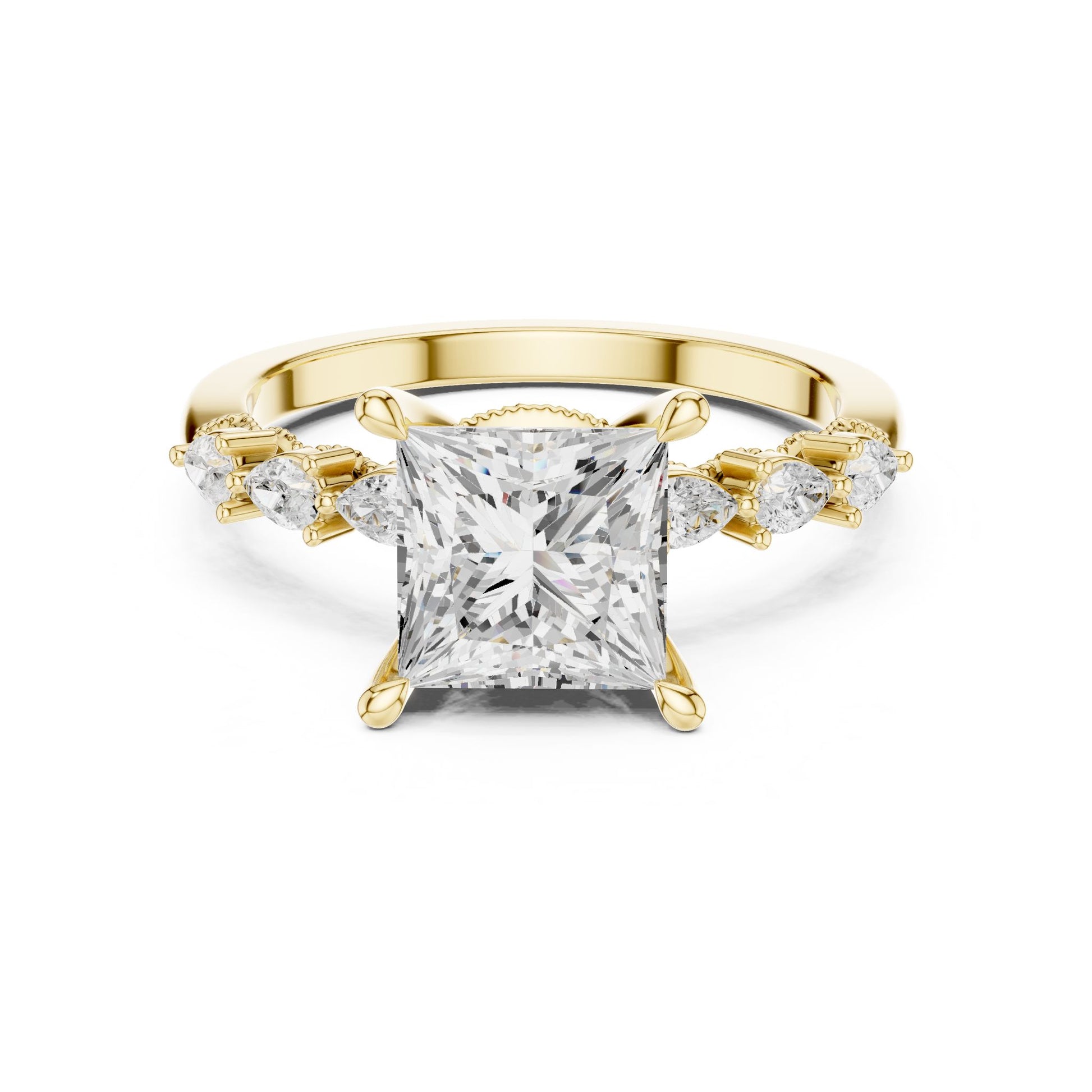 Princess Lab Grown Diamond Side-Stone Engagement Ring