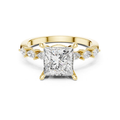 Princess Lab Grown Diamond Side-Stone Engagement Ring