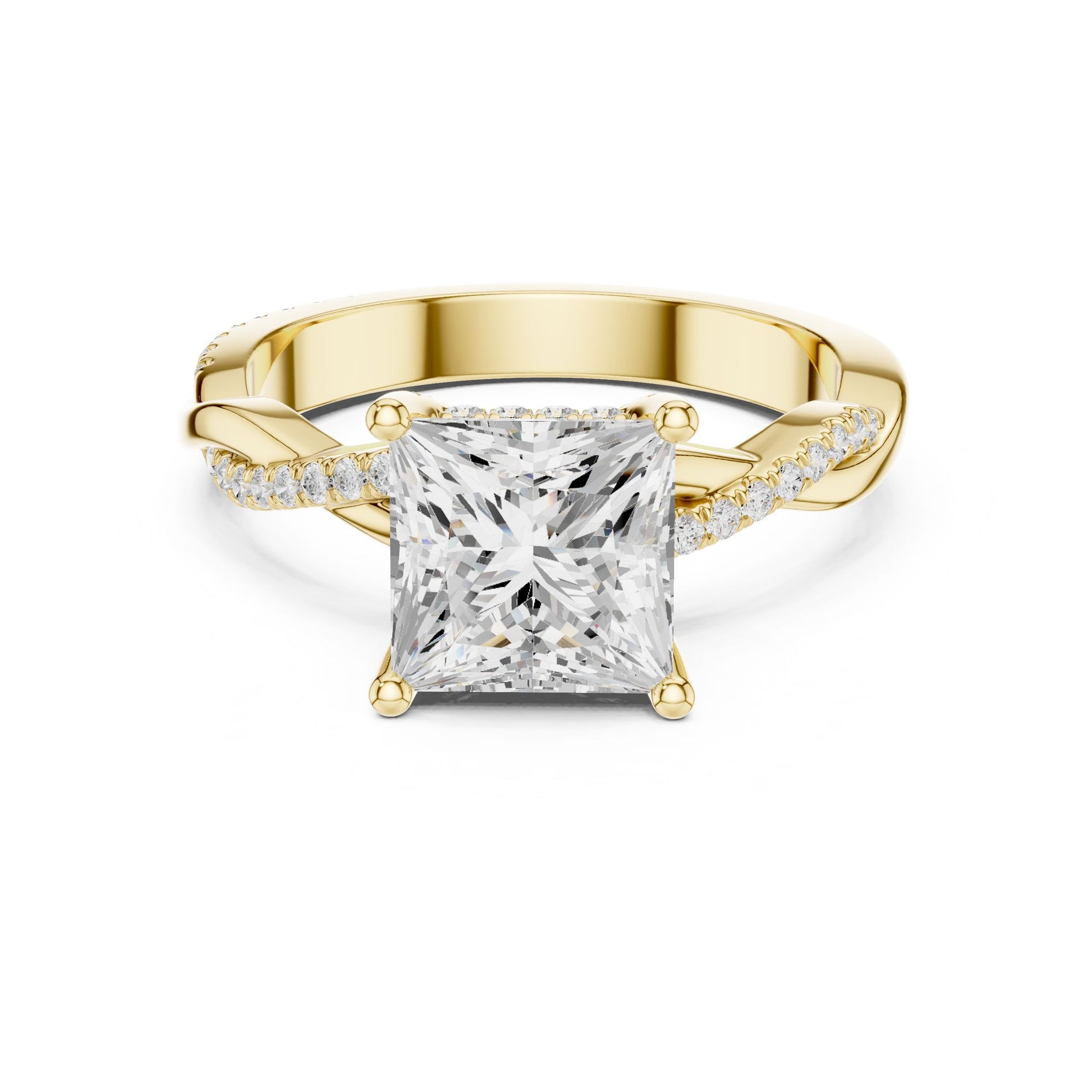 Princess Lab Grown Diamond Side-Stone Engagement Ring
