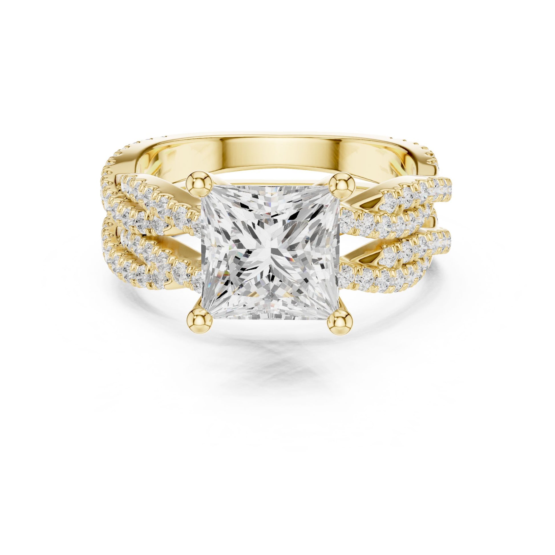 Princess Lab Grown Diamond Side-Stone Engagement Ring