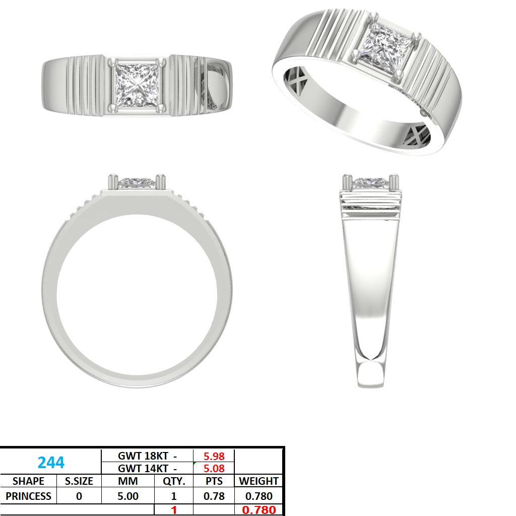 Men's Princess Lab Grown Diamond Ring