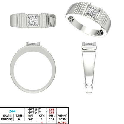 Men's Princess Lab Grown Diamond Ring