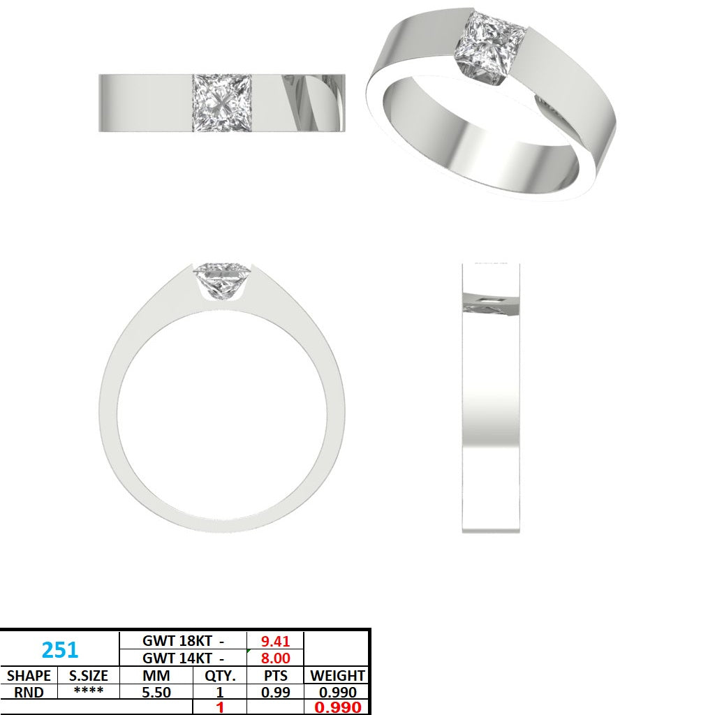 Men's Princess Lab Grown Diamond Ring