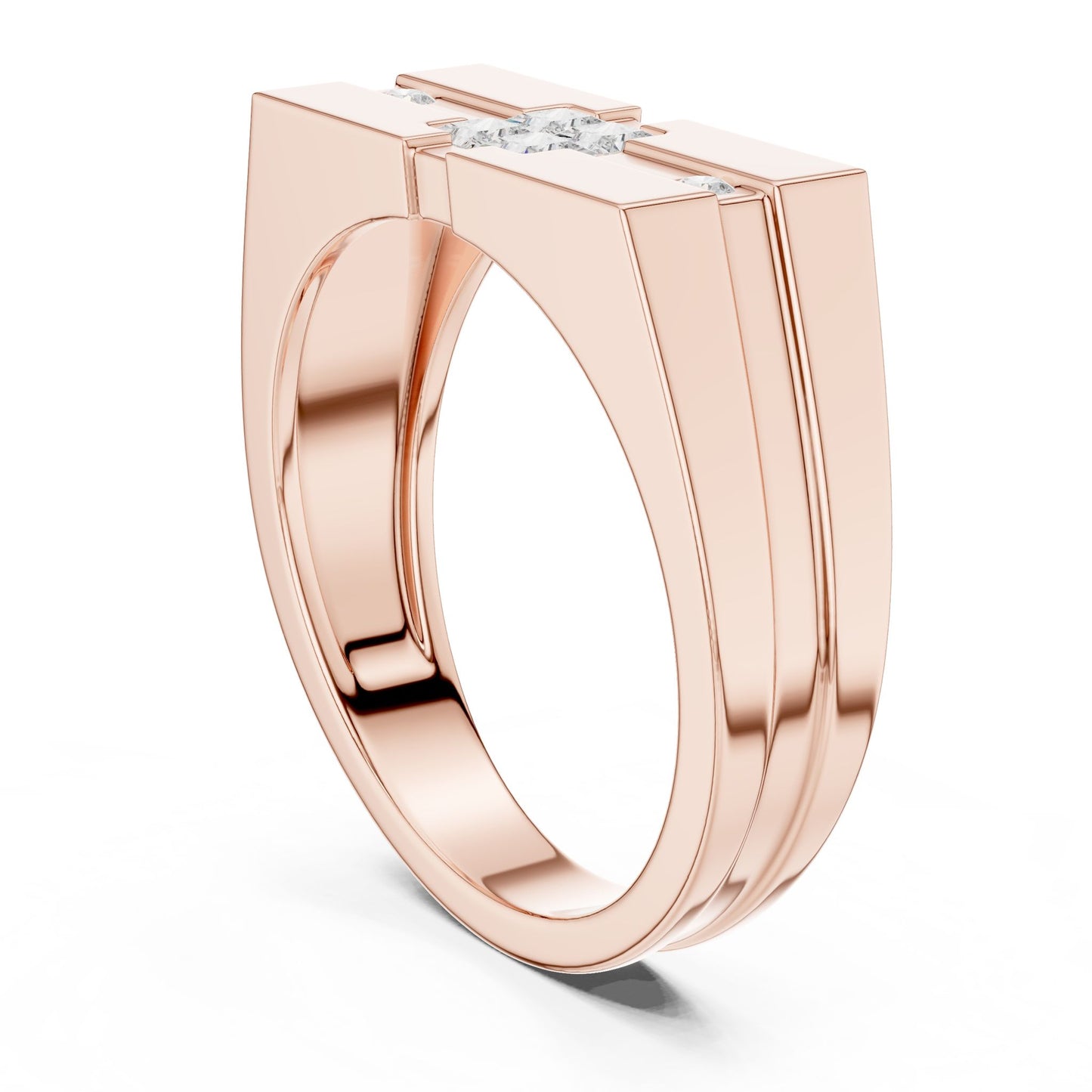 Men's Princess Lab Grown Diamond Three-Stone Ring