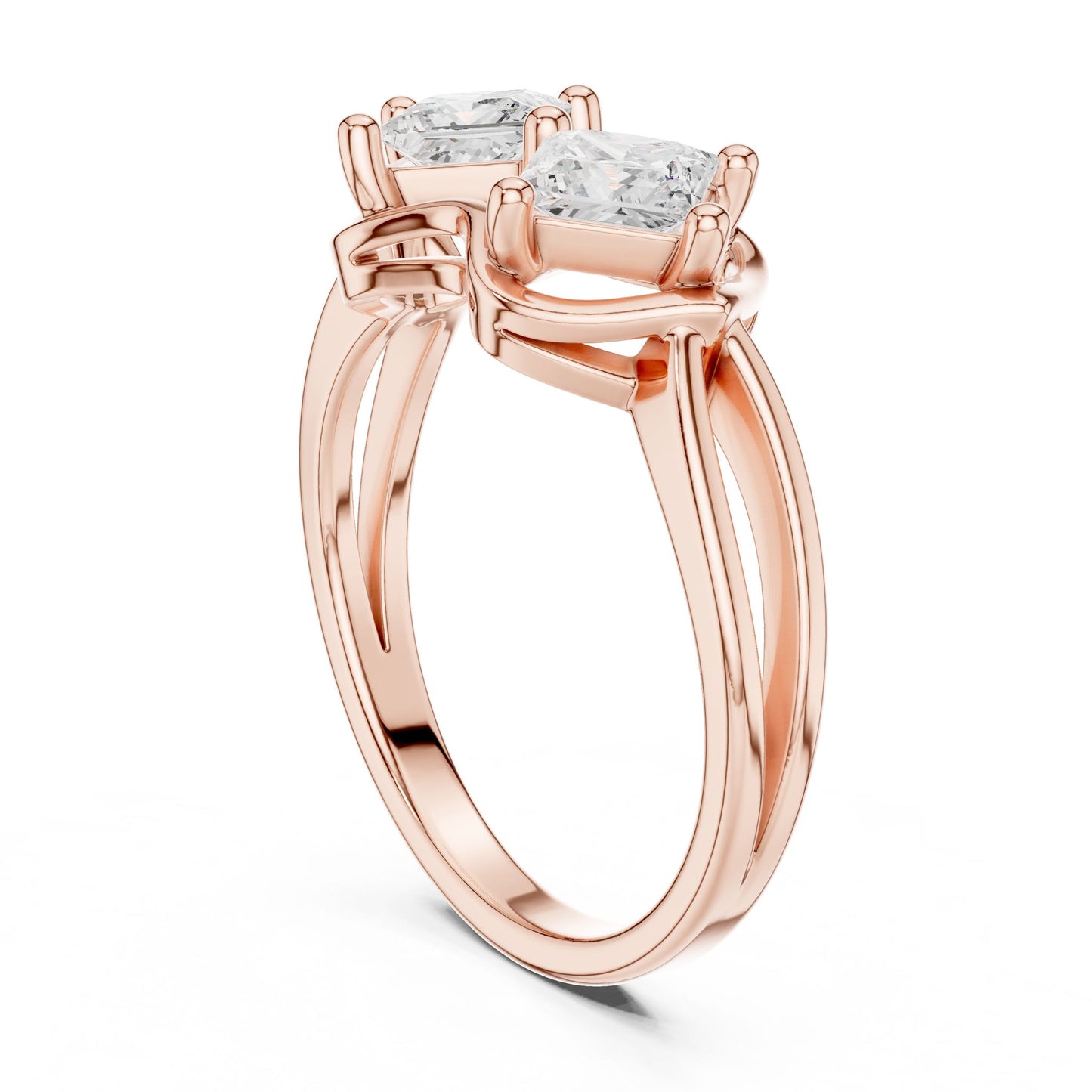 Princess Lab Grown Diamond Three-Stone Engagement Ring