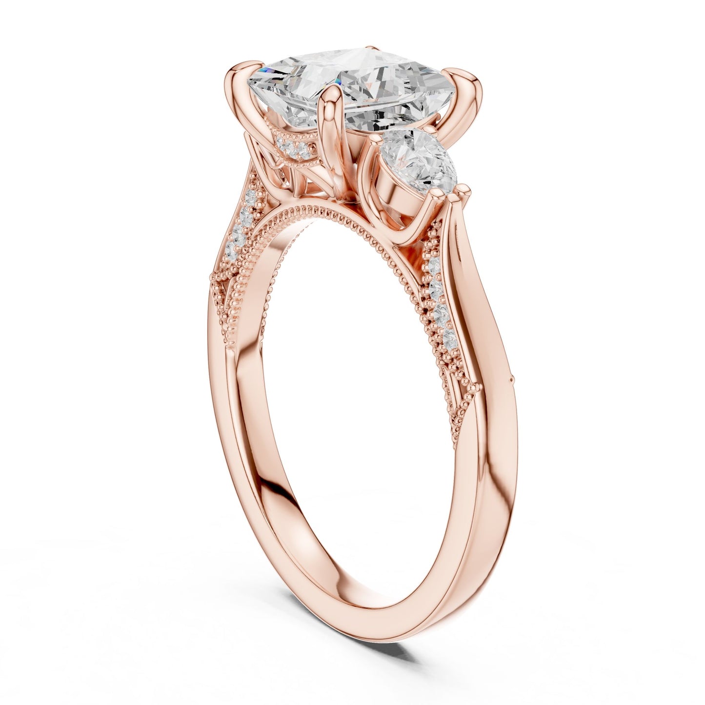 Princess Lab Grown Diamond Three-Stone Engagement Ring