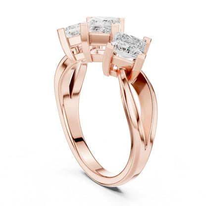 Princess Lab Grown Diamond Three-Stone Engagement Ring