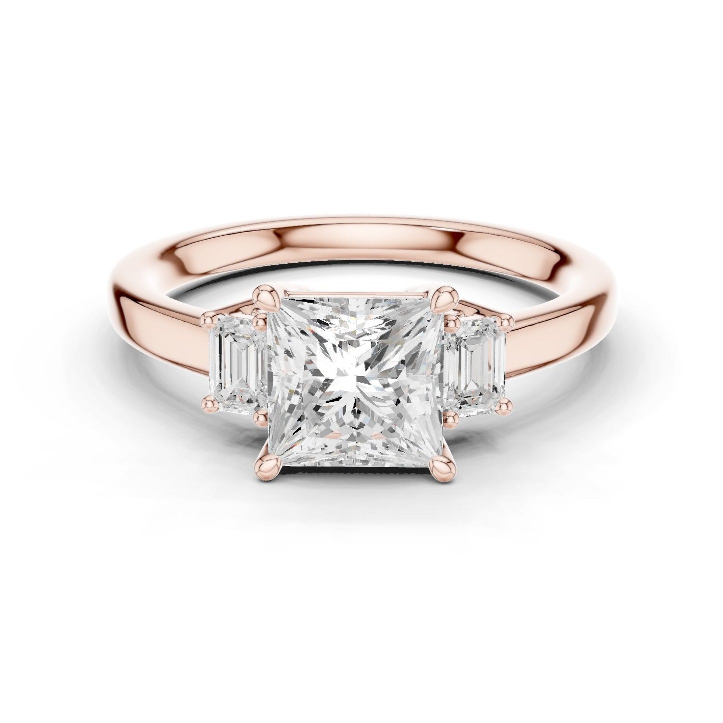 Princess Lab Grown Diamond Three-Stone Engagement Ring