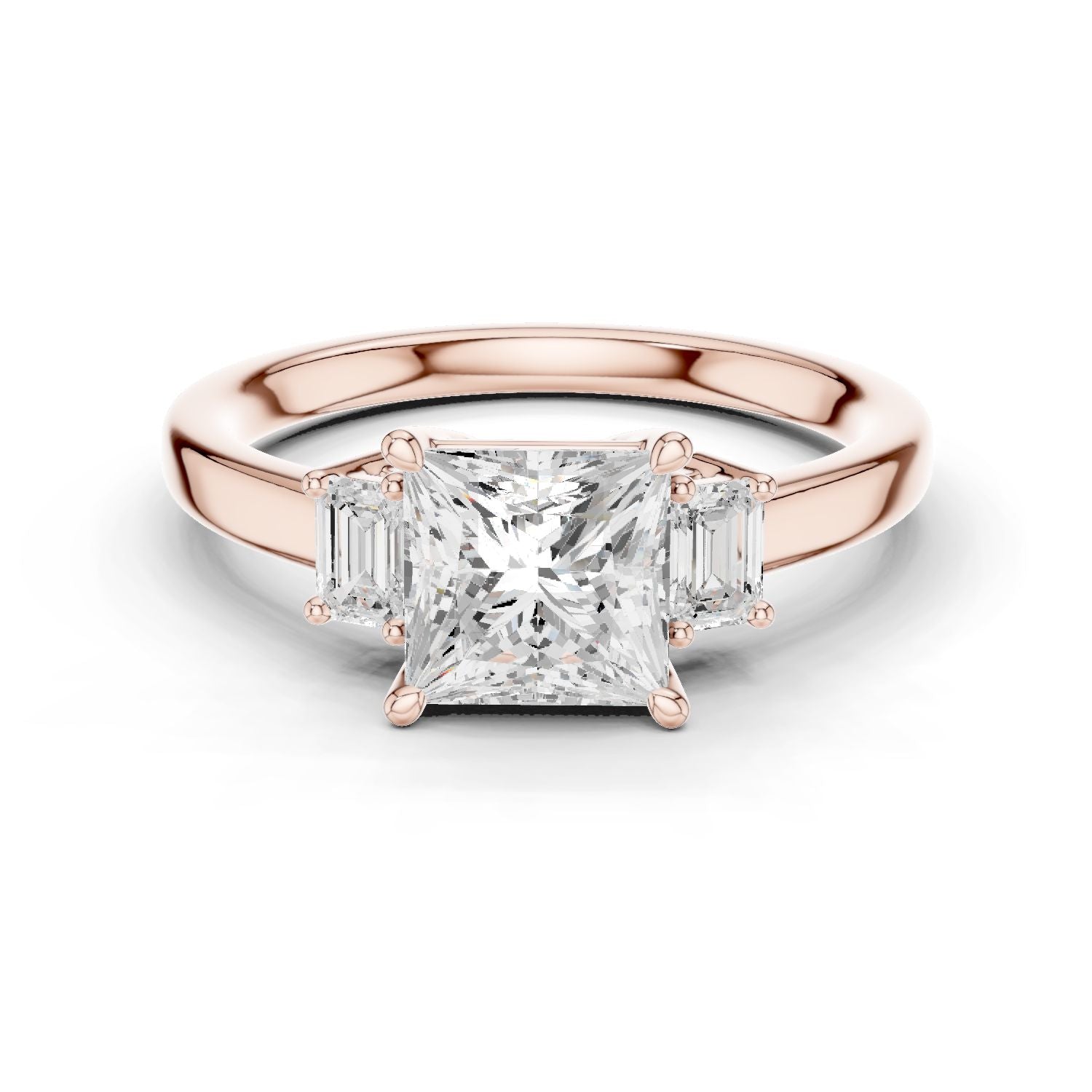 Princess Lab Grown Diamond Three-Stone Engagement Ring
