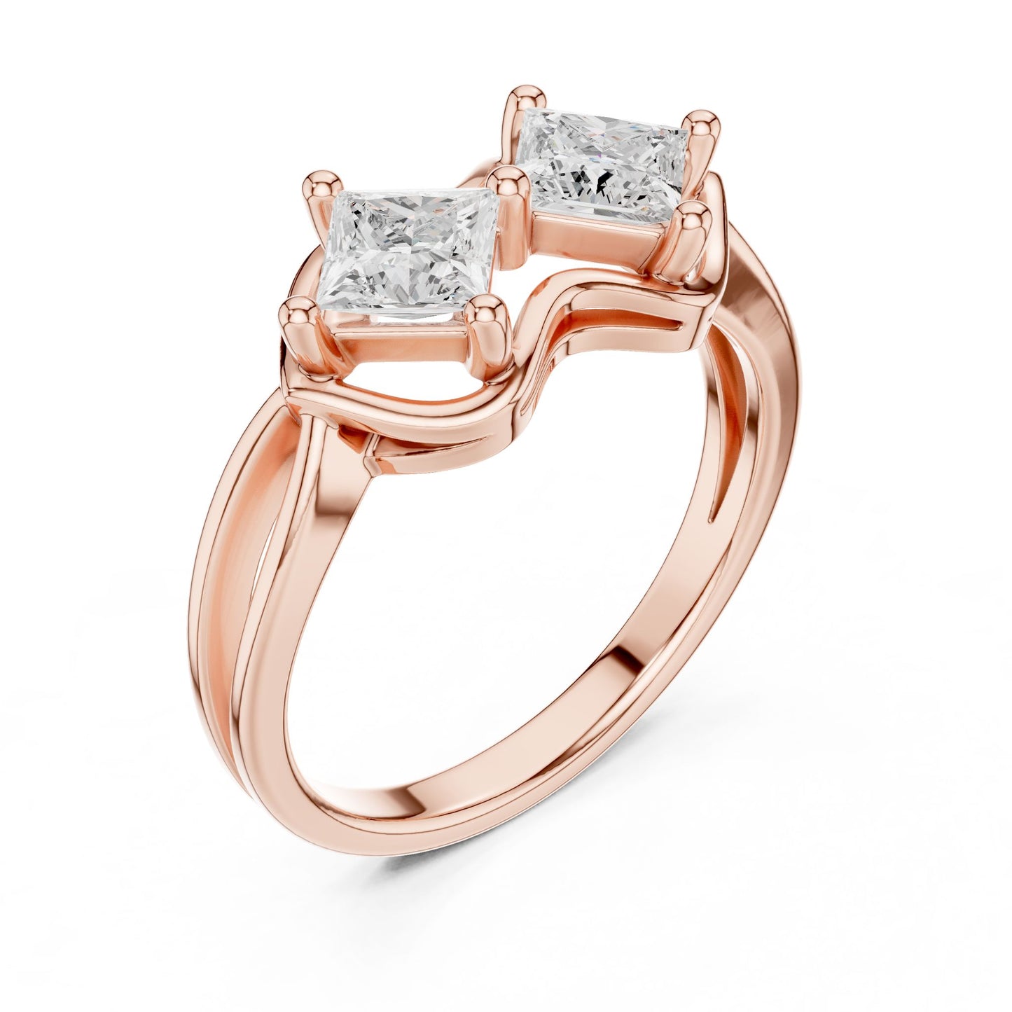 Princess Lab Grown Diamond Three-Stone Engagement Ring