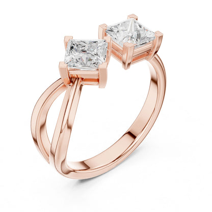 Princess Lab Grown Diamond Three-Stone Engagement Ring