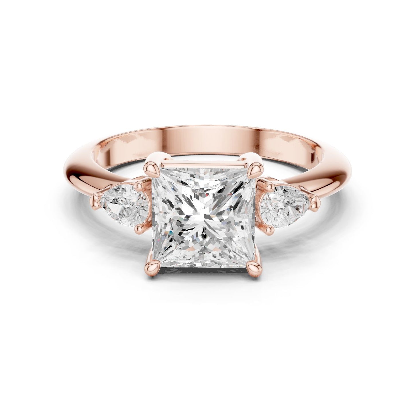 Princess Lab Grown Diamond Three-Stone Engagement Ring