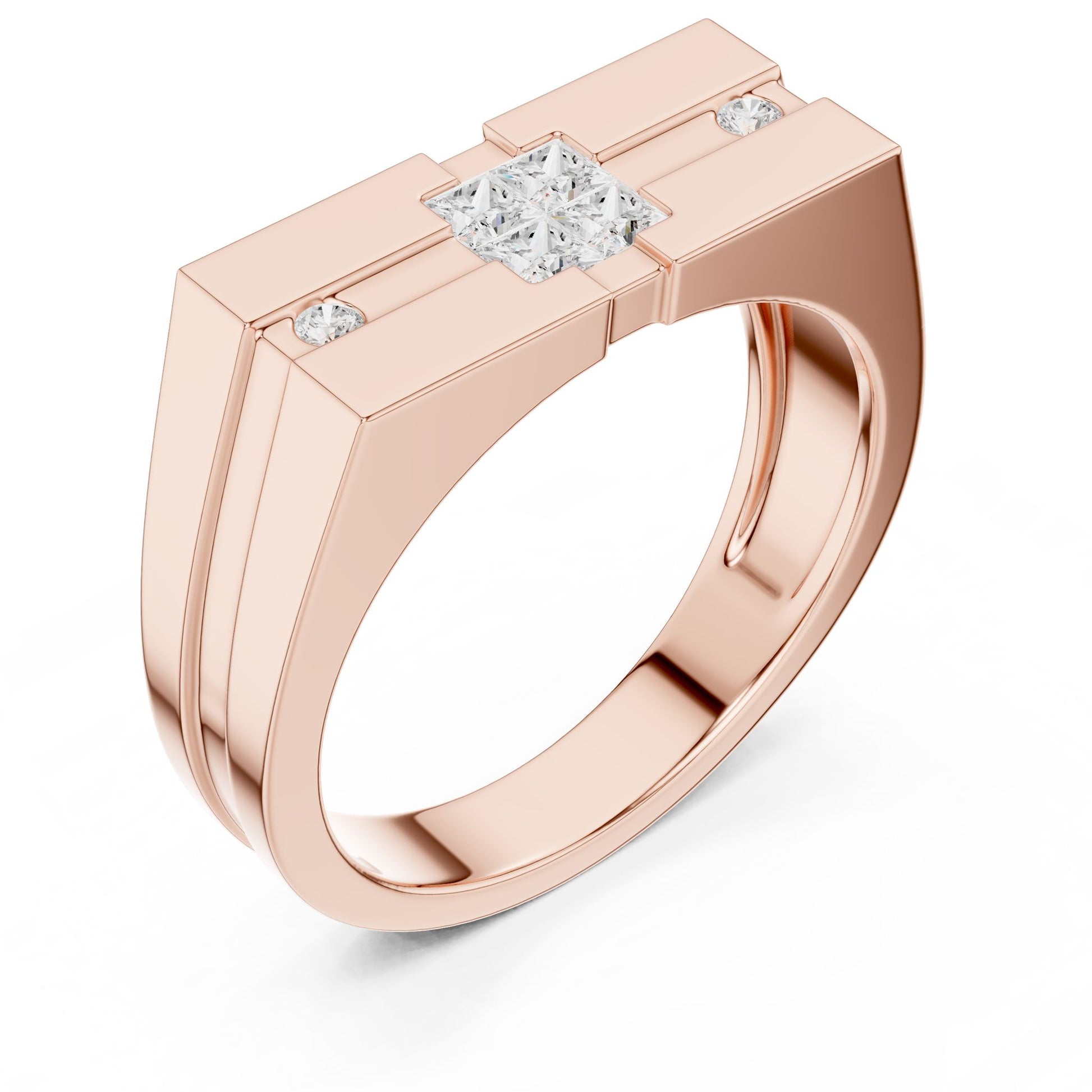 Men's Princess Lab Grown Diamond Three-Stone Ring