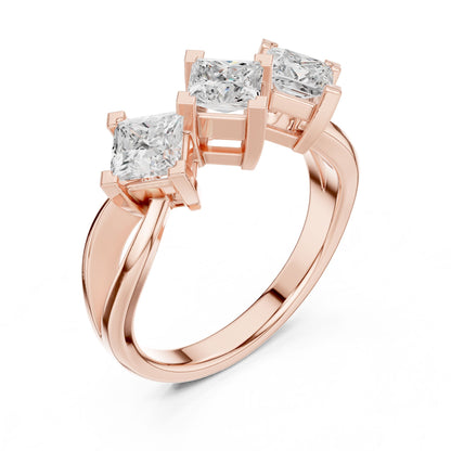 Princess Lab Grown Diamond Three-Stone Engagement Ring