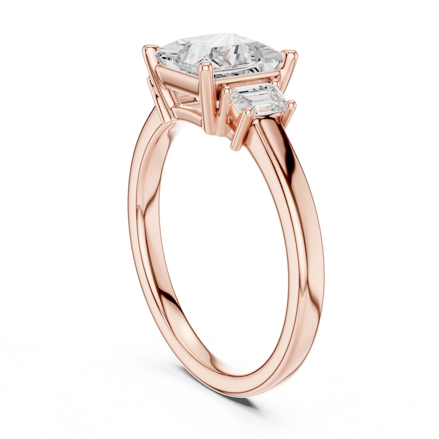 Princess Lab Grown Diamond Three-Stone Engagement Ring
