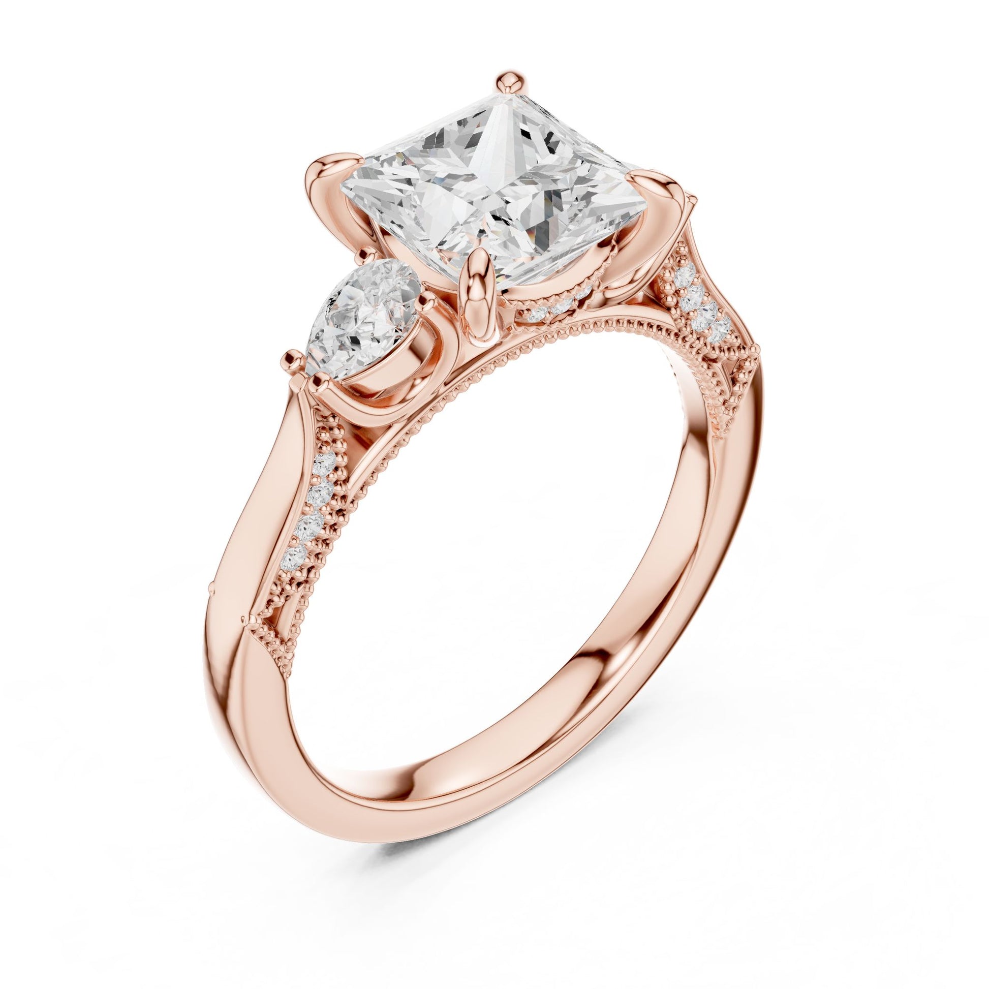 Princess Lab Grown Diamond Three-Stone Engagement Ring