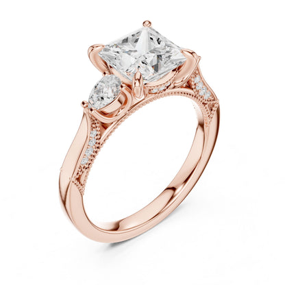 Princess Lab Grown Diamond Three-Stone Engagement Ring