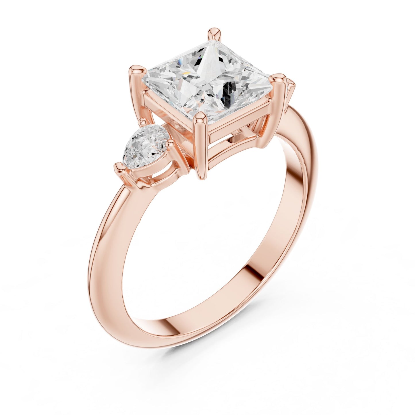 Princess Lab Grown Diamond Three-Stone Engagement Ring