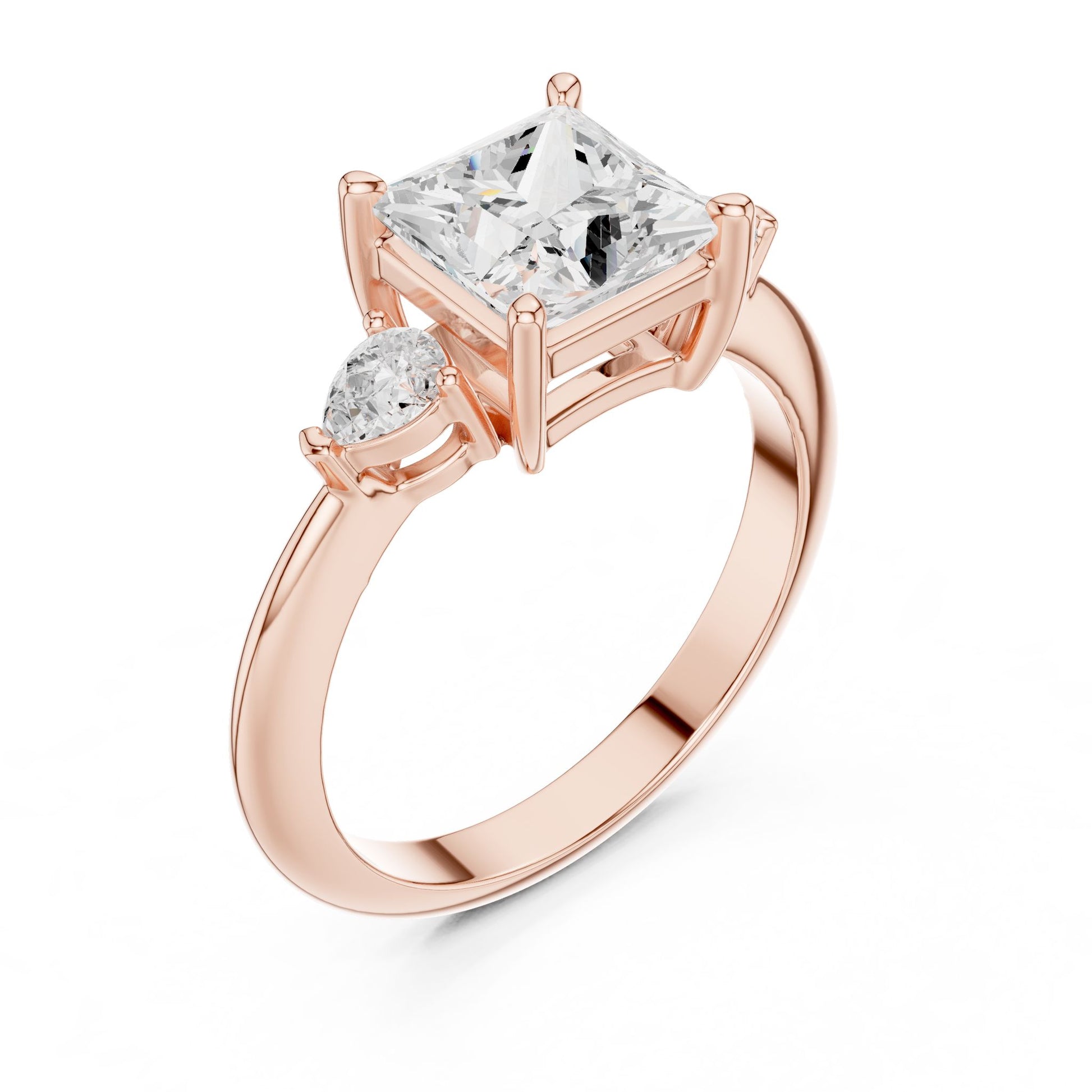 Princess Lab Grown Diamond Three-Stone Engagement Ring