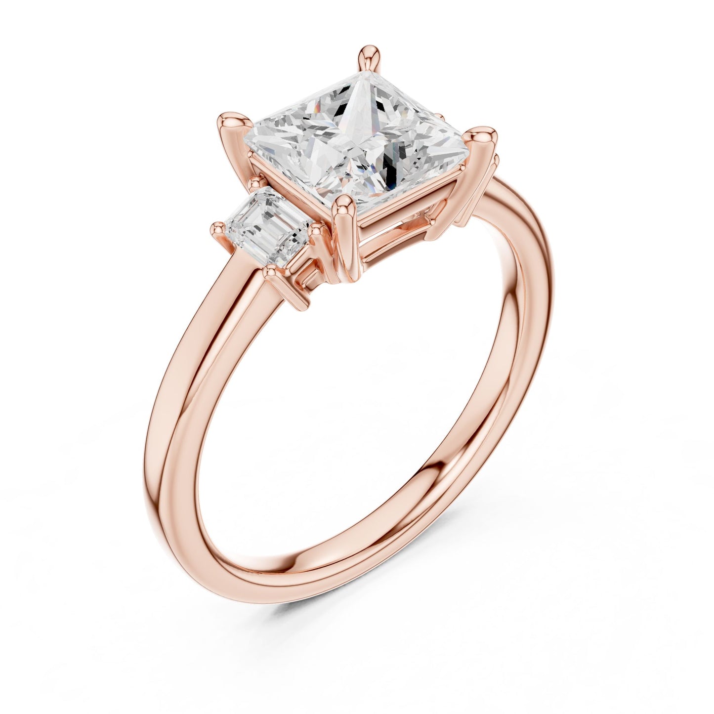 Princess Lab Grown Diamond Three-Stone Engagement Ring