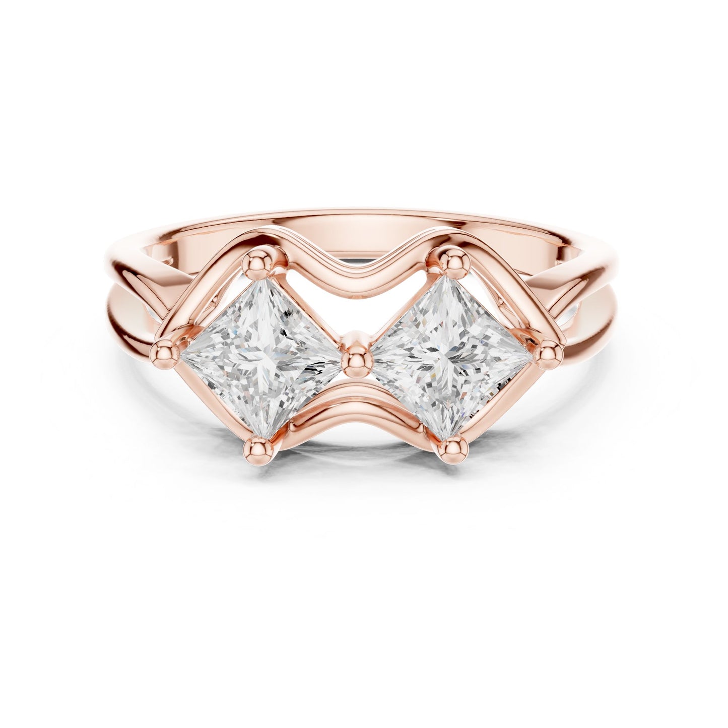 Princess Lab Grown Diamond Three-Stone Engagement Ring