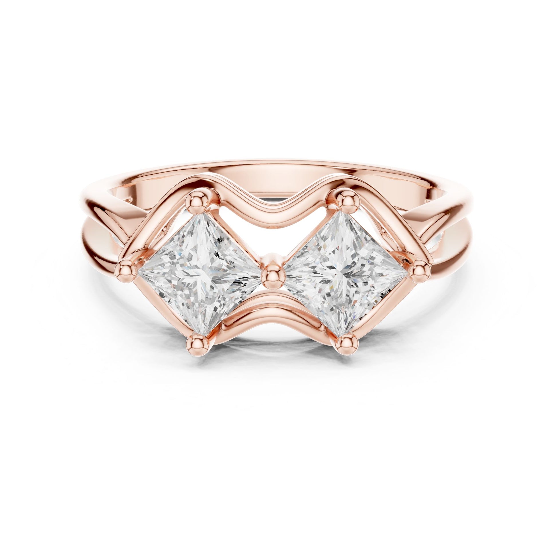 Princess Lab Grown Diamond Three-Stone Engagement Ring