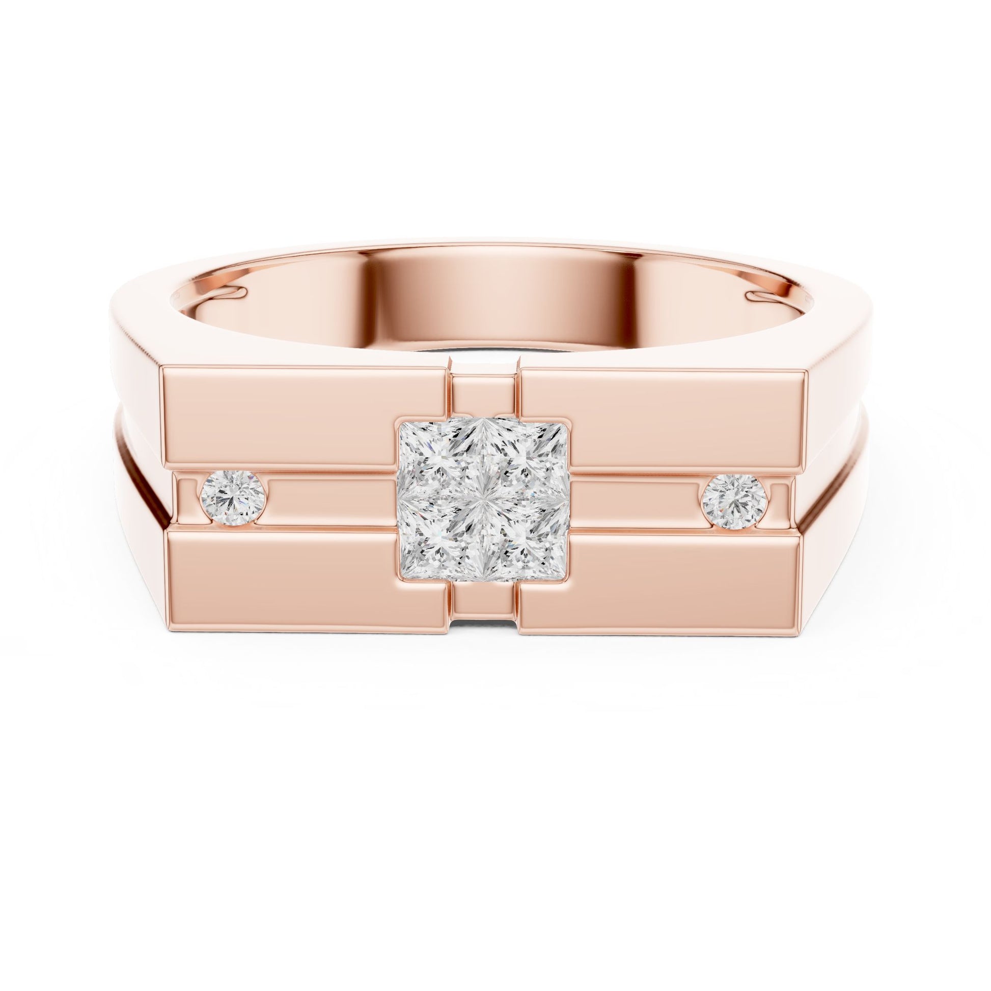 Men's Princess Lab Grown Diamond Three-Stone Ring