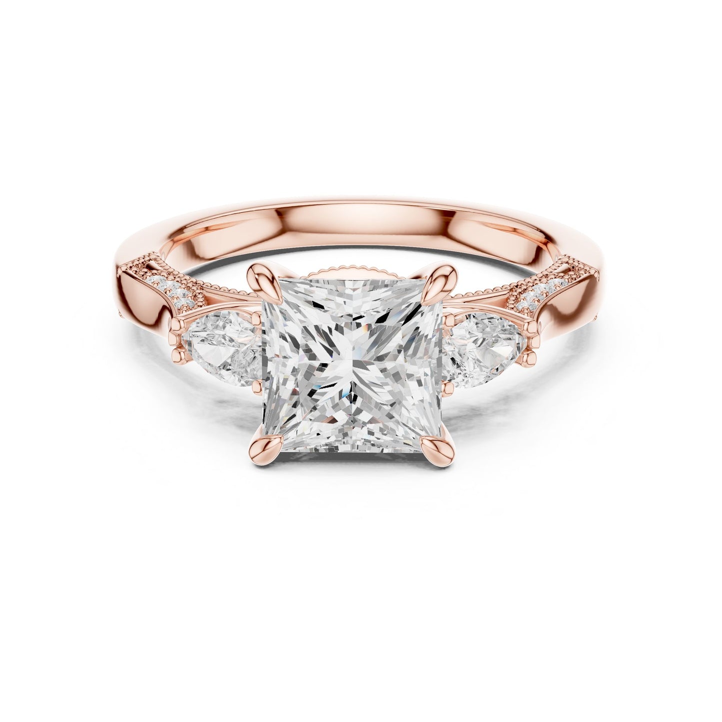 Princess Lab Grown Diamond Three-Stone Engagement Ring