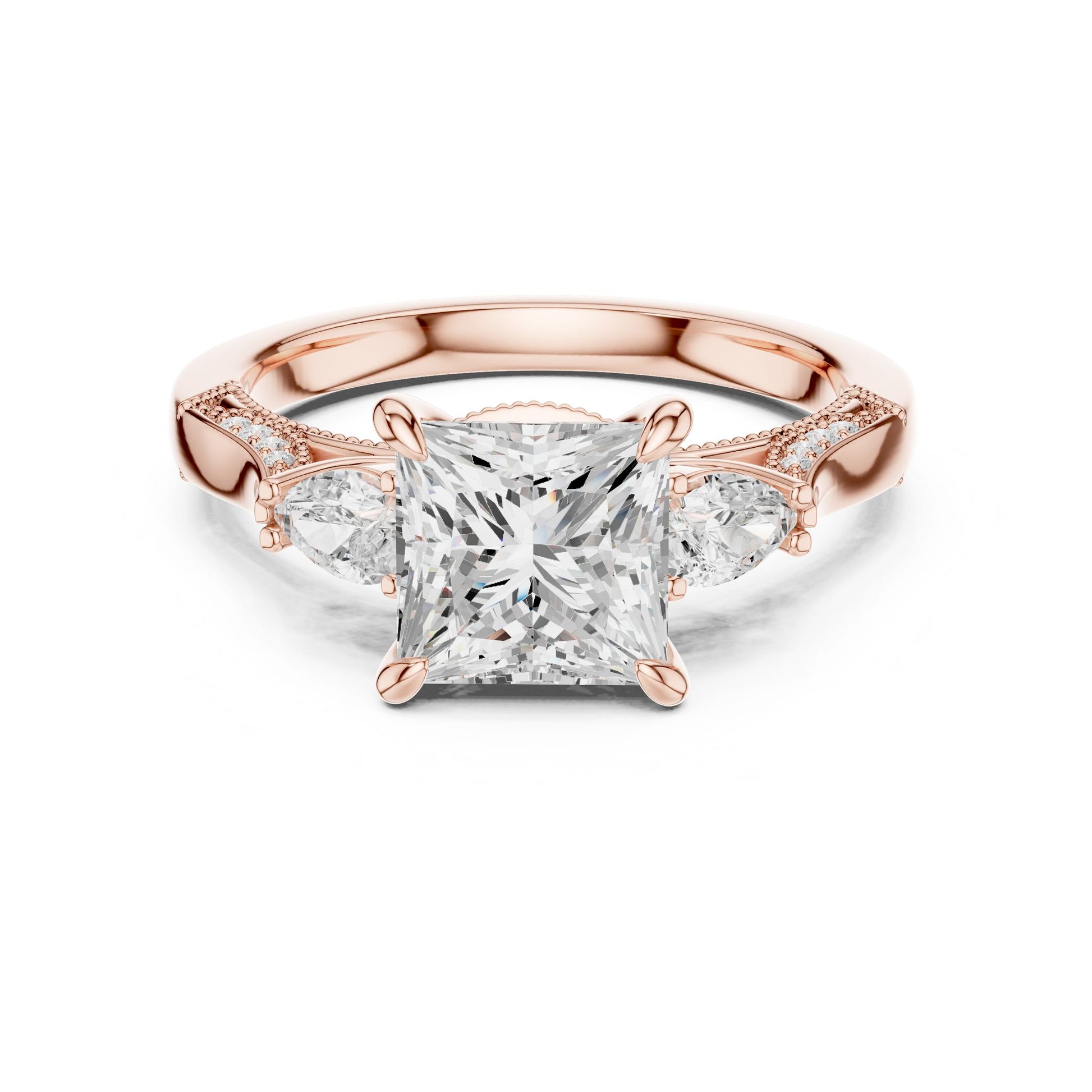 Princess Lab Grown Diamond Three-Stone Engagement Ring