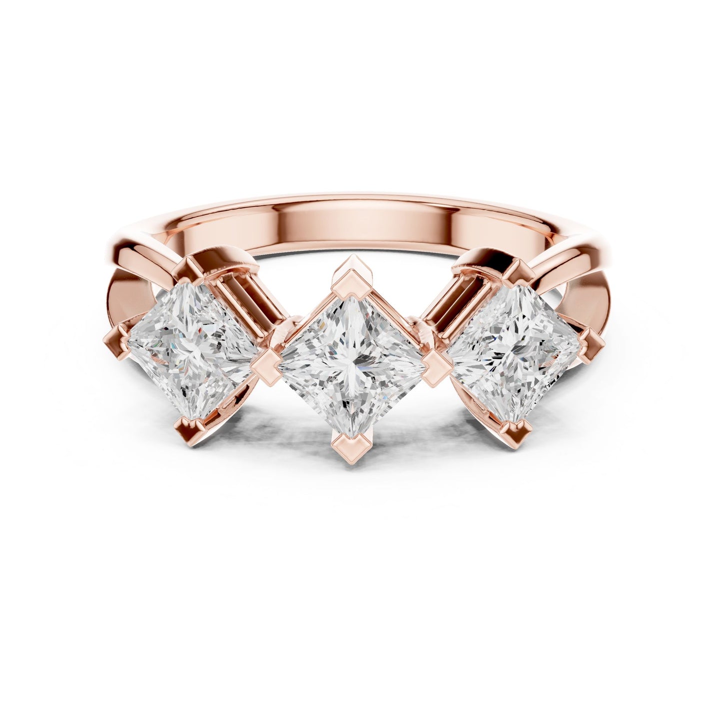 Princess Lab Grown Diamond Three-Stone Engagement Ring