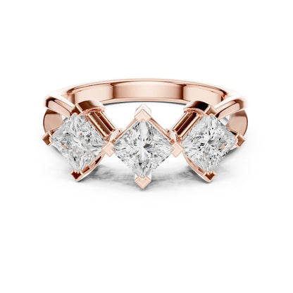 Princess Lab Grown Diamond Three-Stone Engagement Ring