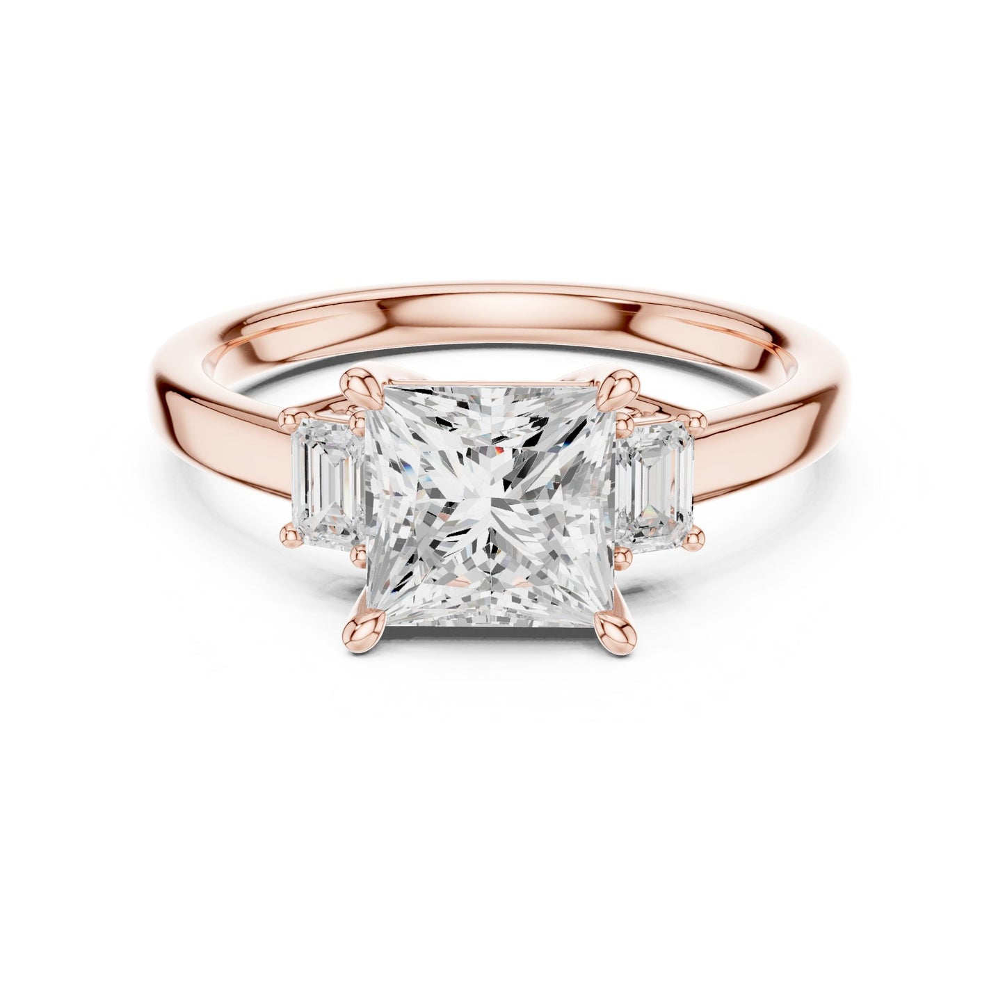 Princess Lab Grown Diamond Three-Stone Engagement Ring