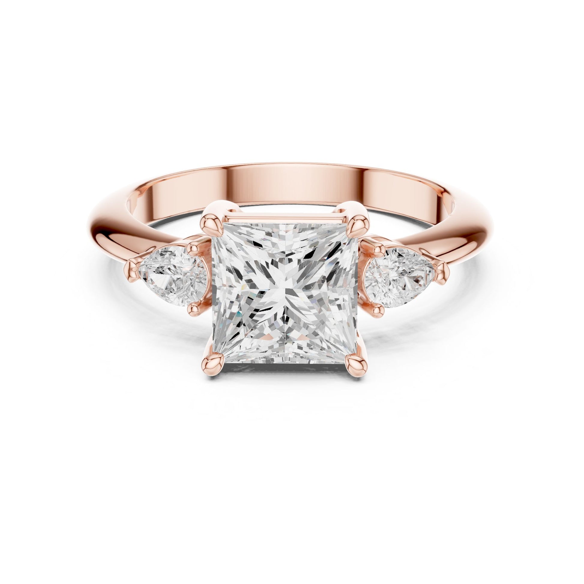 Princess Lab Grown Diamond Three-Stone Engagement Ring