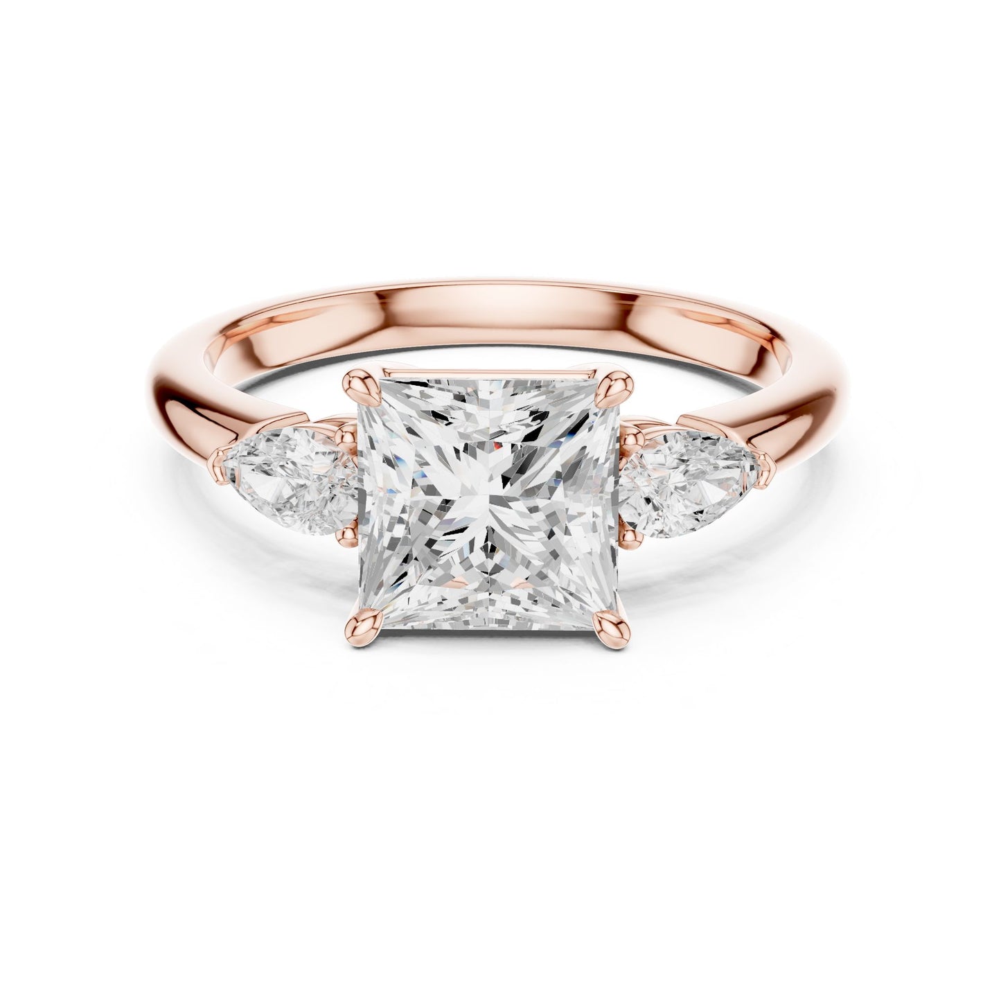 Princess Lab Grown Diamond Three-Stone Engagement Ring