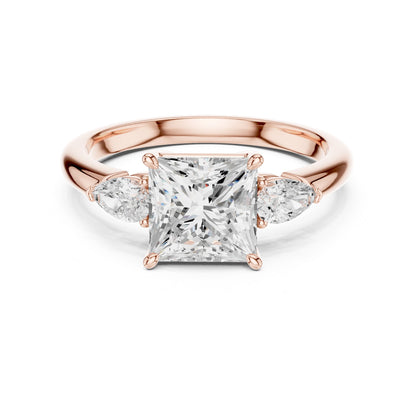 Princess Lab Grown Diamond Three-Stone Engagement Ring