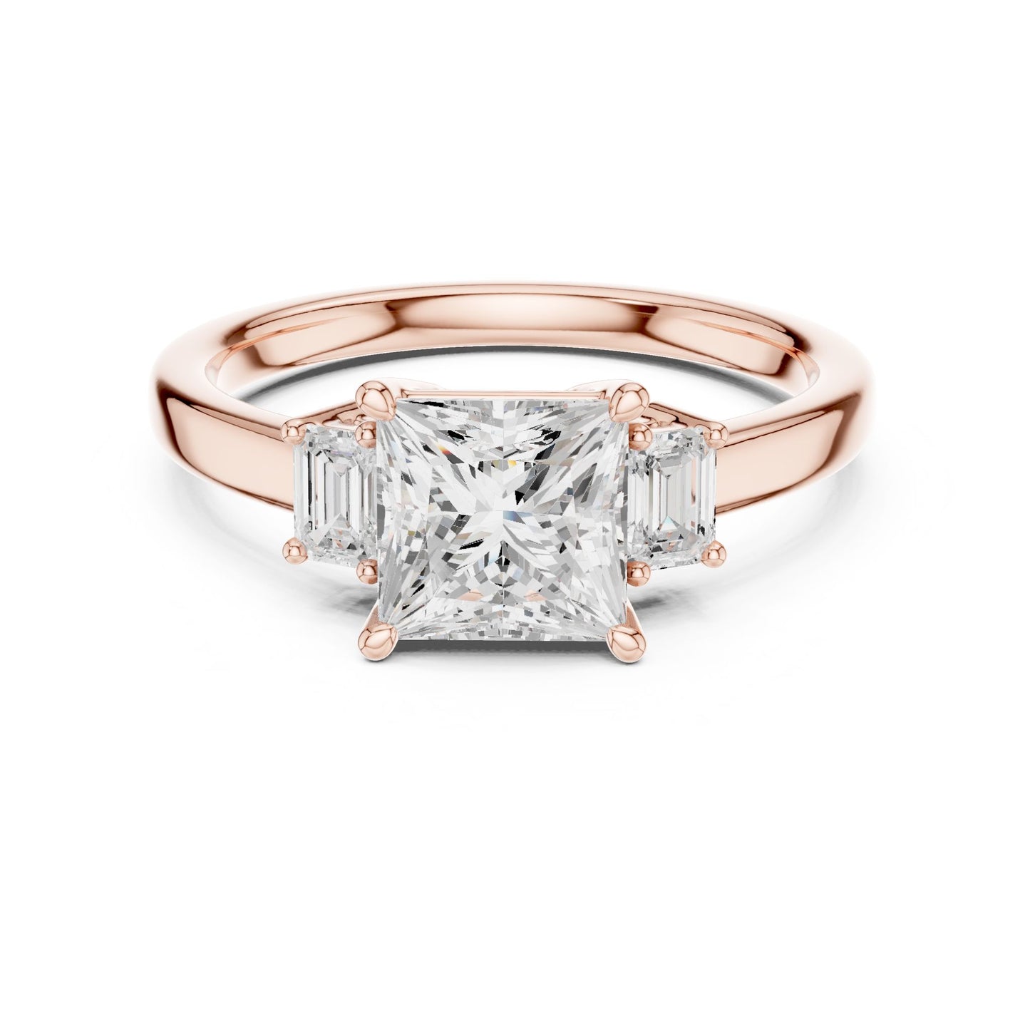 Princess Lab Grown Diamond Three-Stone Engagement Ring