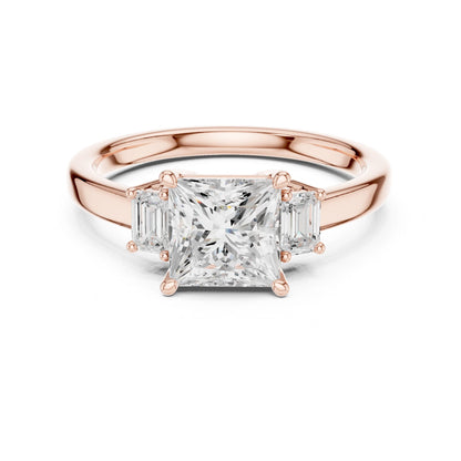 Princess Lab Grown Diamond Three-Stone Engagement Ring