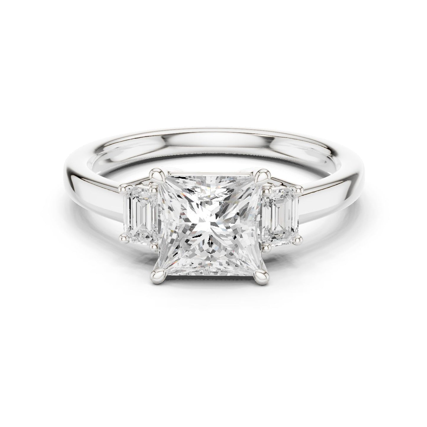 Princess Lab Grown Diamond Three-Stone Engagement Ring