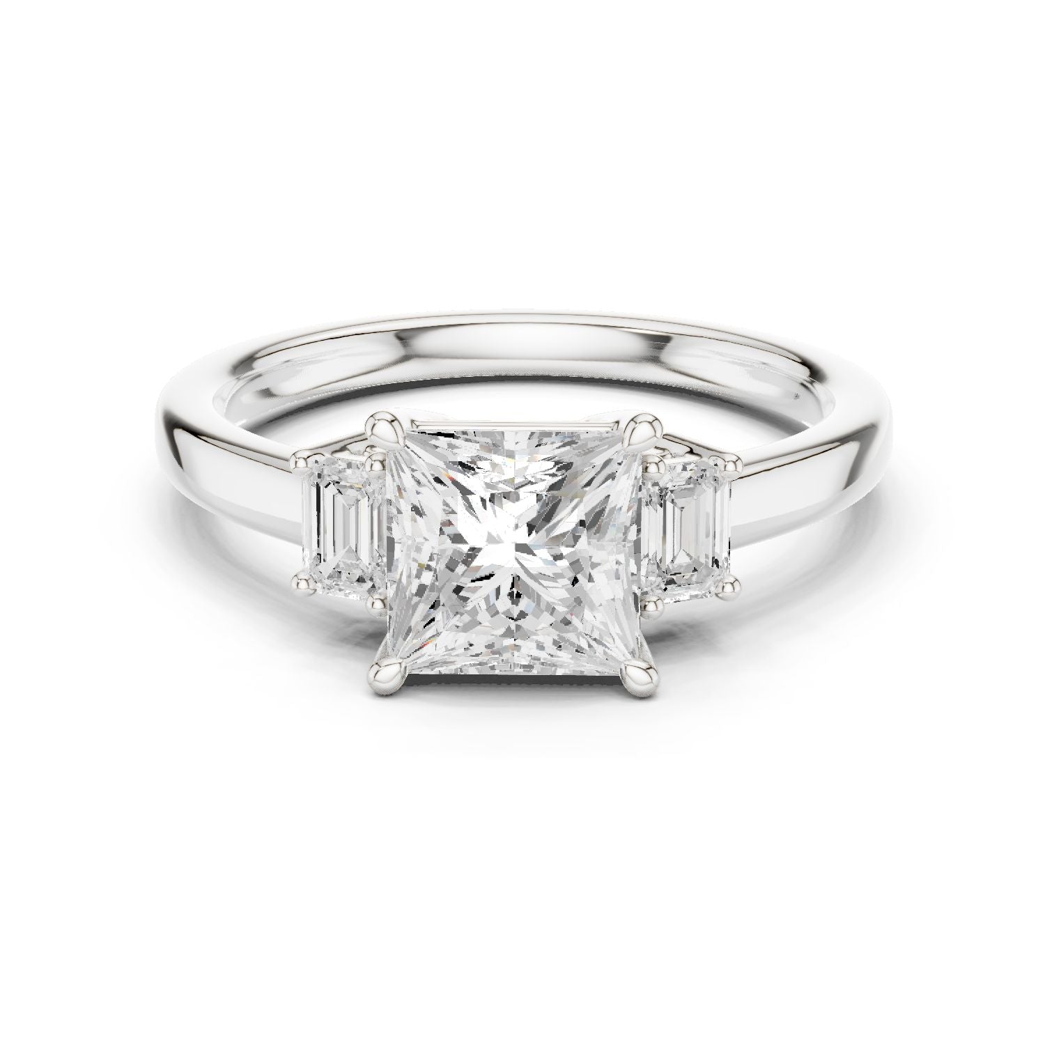 Princess Lab Grown Diamond Three-Stone Engagement Ring