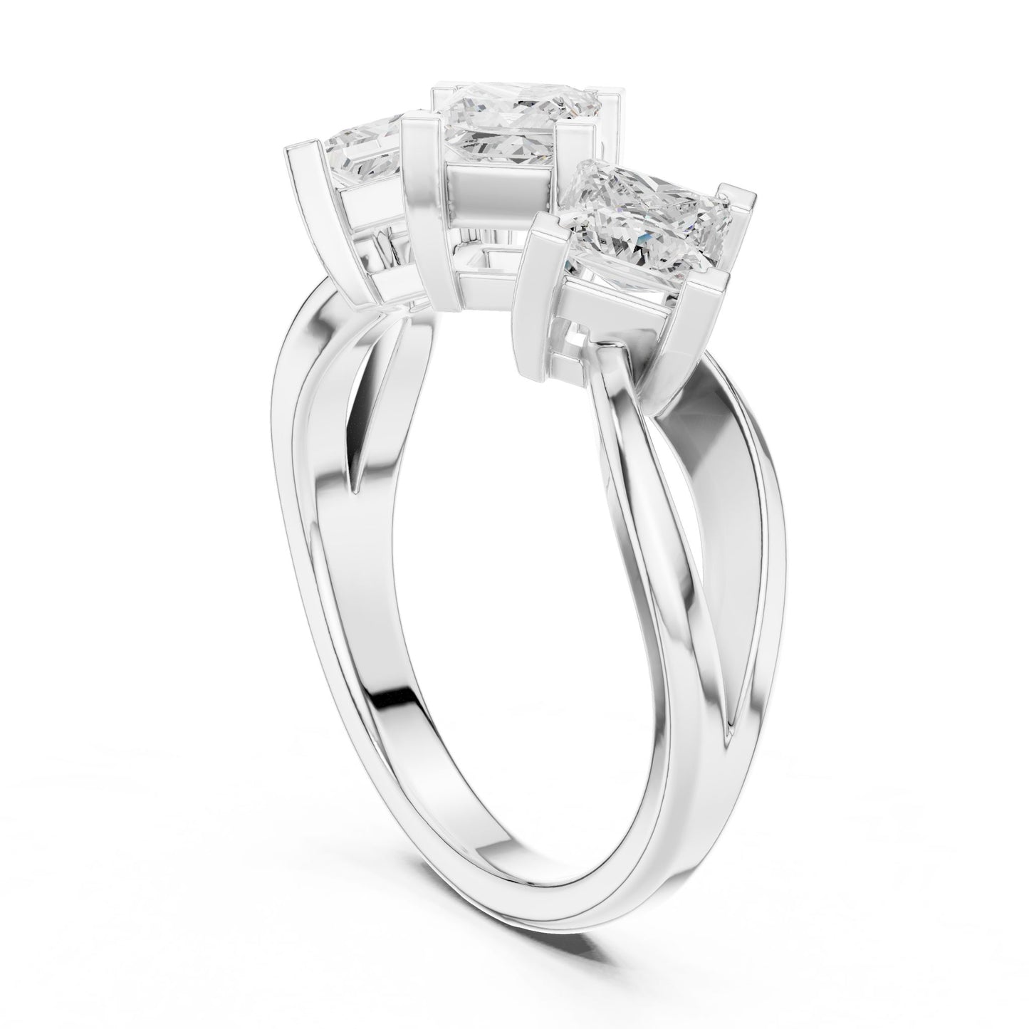 Princess Lab Grown Diamond Three-Stone Engagement Ring