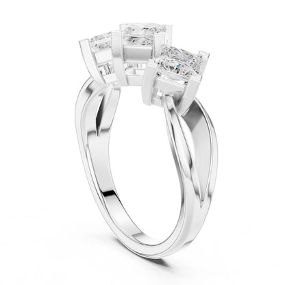 Princess Lab Grown Diamond Three-Stone Engagement Ring