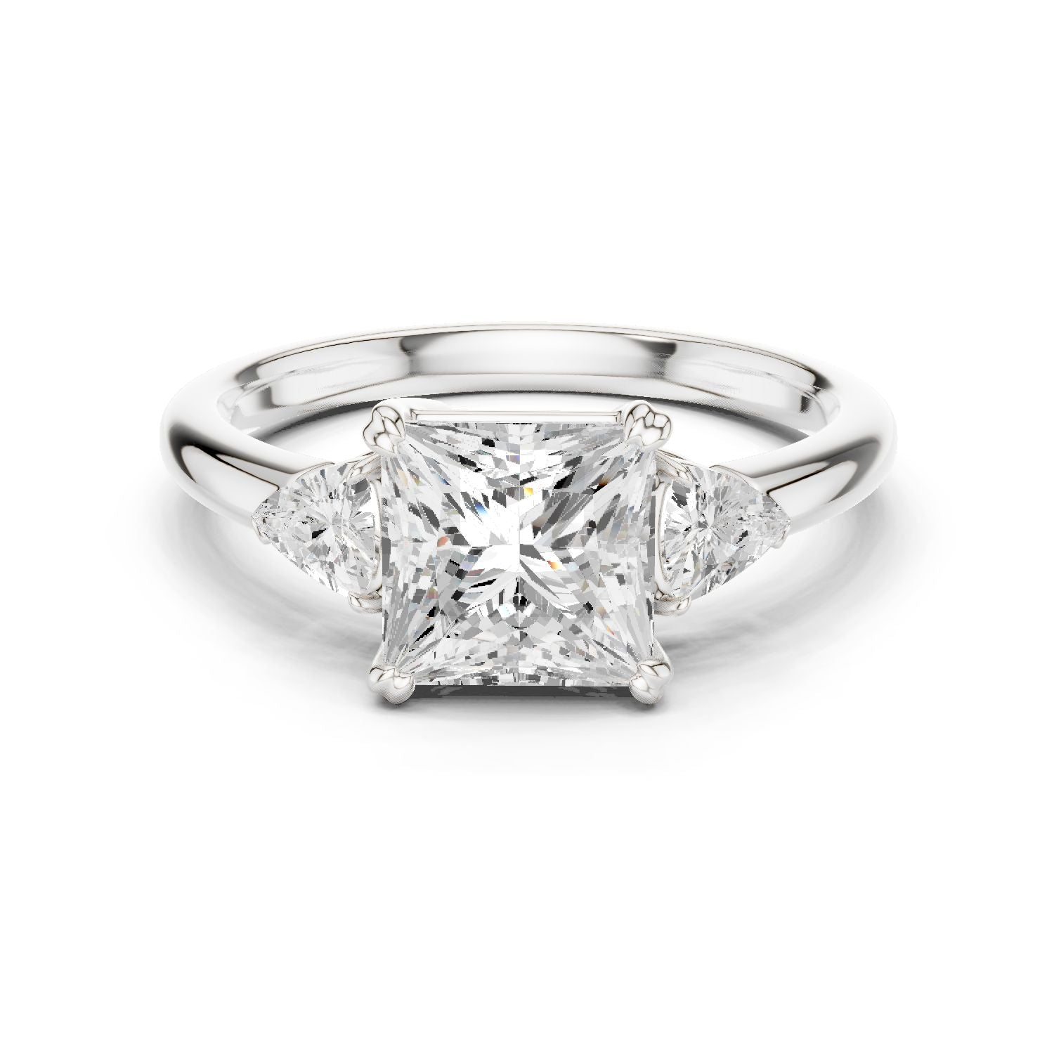 Princess Lab Grown Diamond Three-Stone Engagement Ring