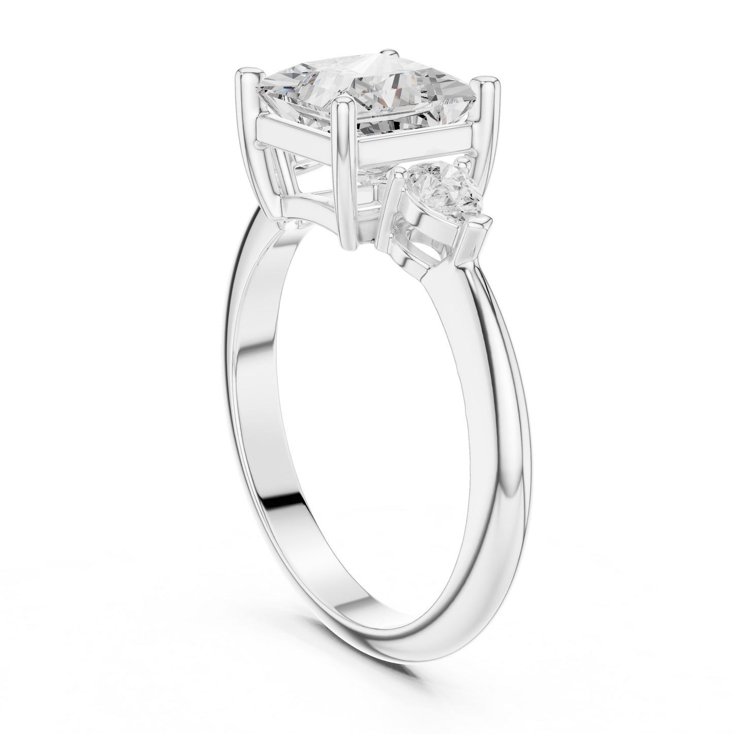 Princess Lab Grown Diamond Three-Stone Engagement Ring