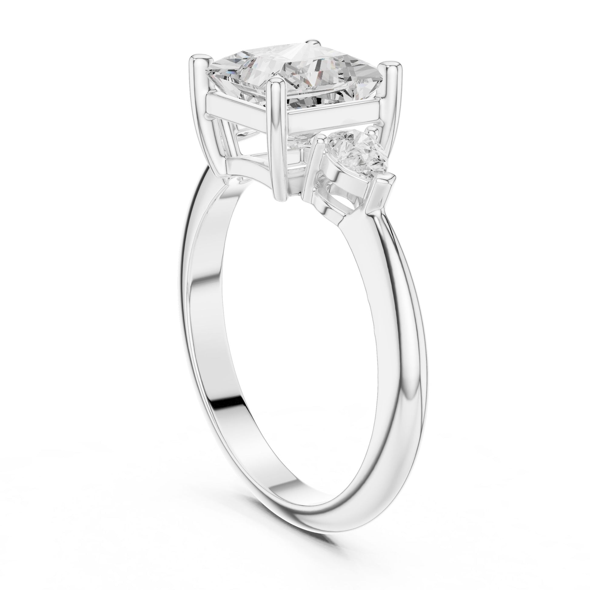 Princess Lab Grown Diamond Three-Stone Engagement Ring