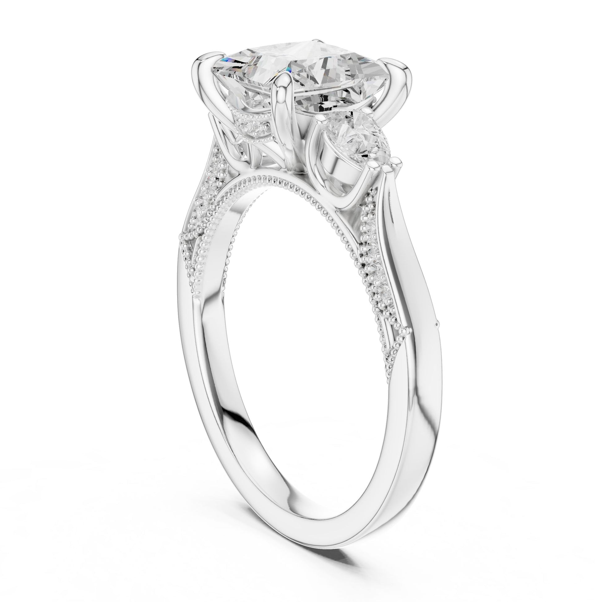 Princess Lab Grown Diamond Three-Stone Engagement Ring