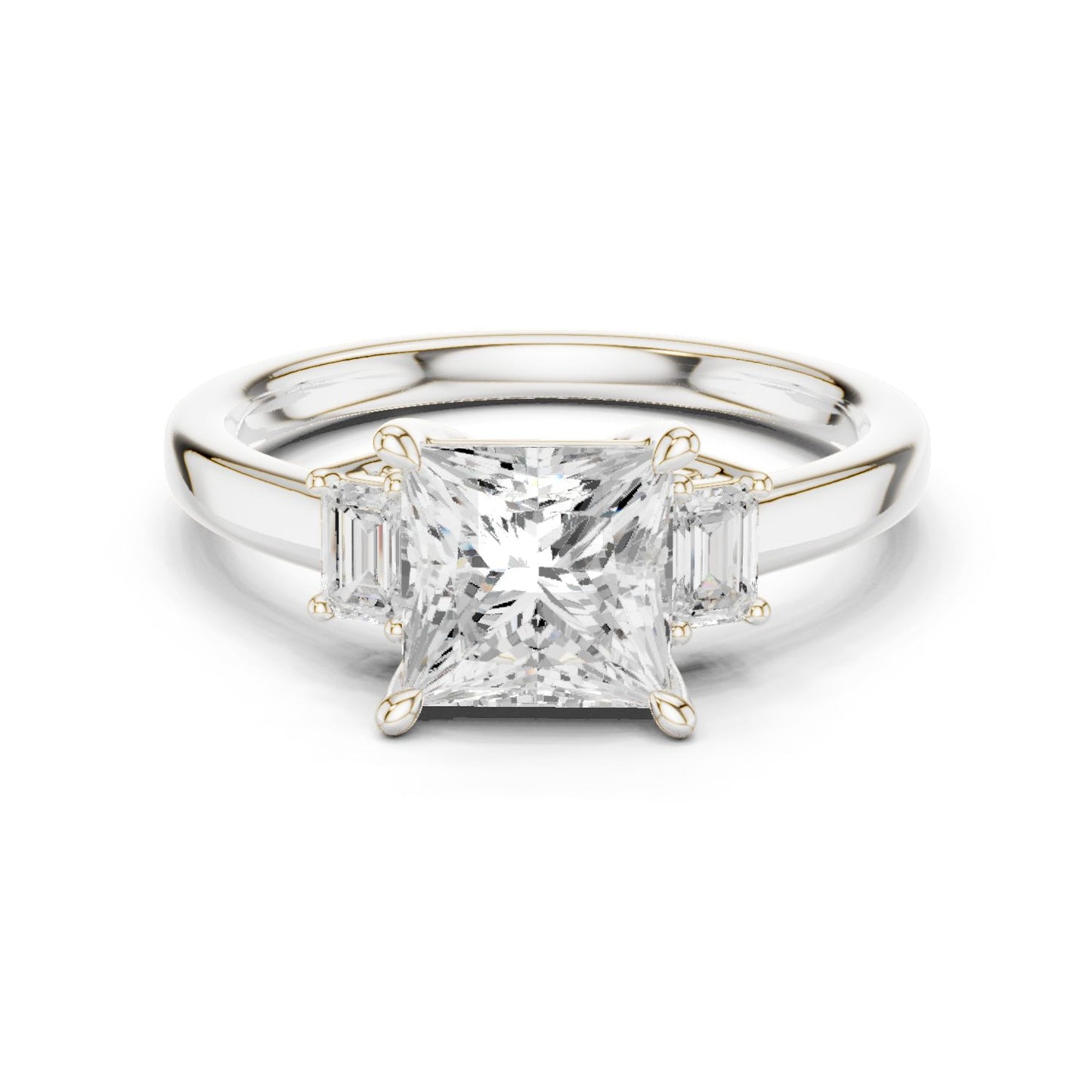 Princess Lab Grown Diamond Three-Stone Engagement Ring